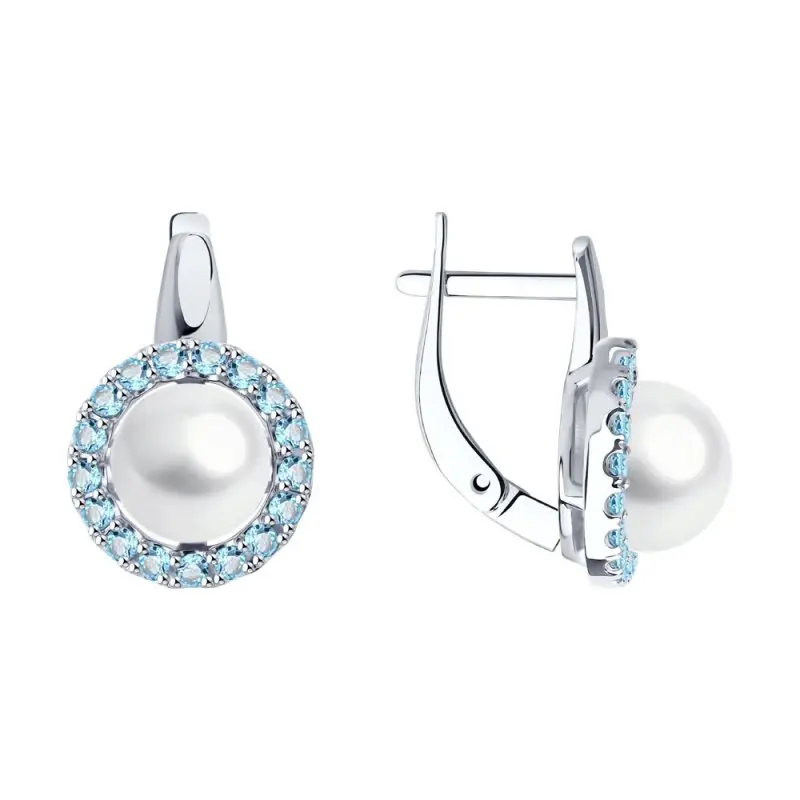 Серьги с английским замком из белого золота