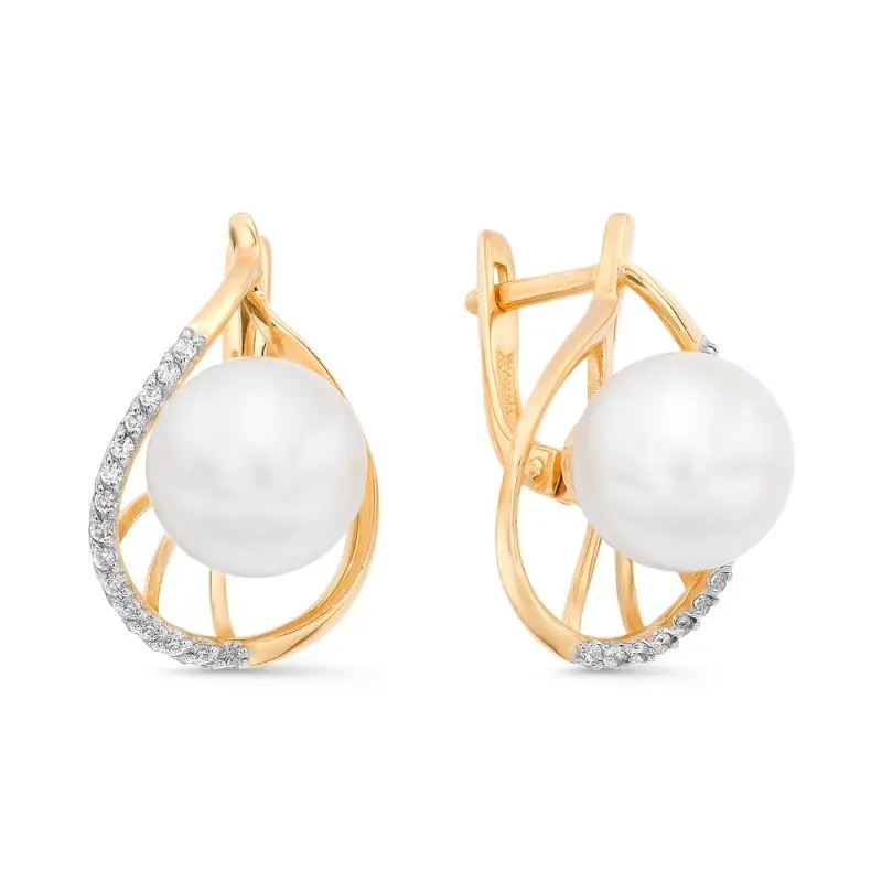 Серьги с английским замком из красного золота