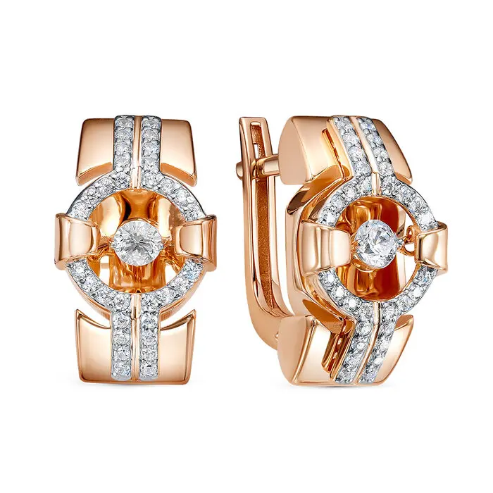 Серьги с английским замком из красного золота