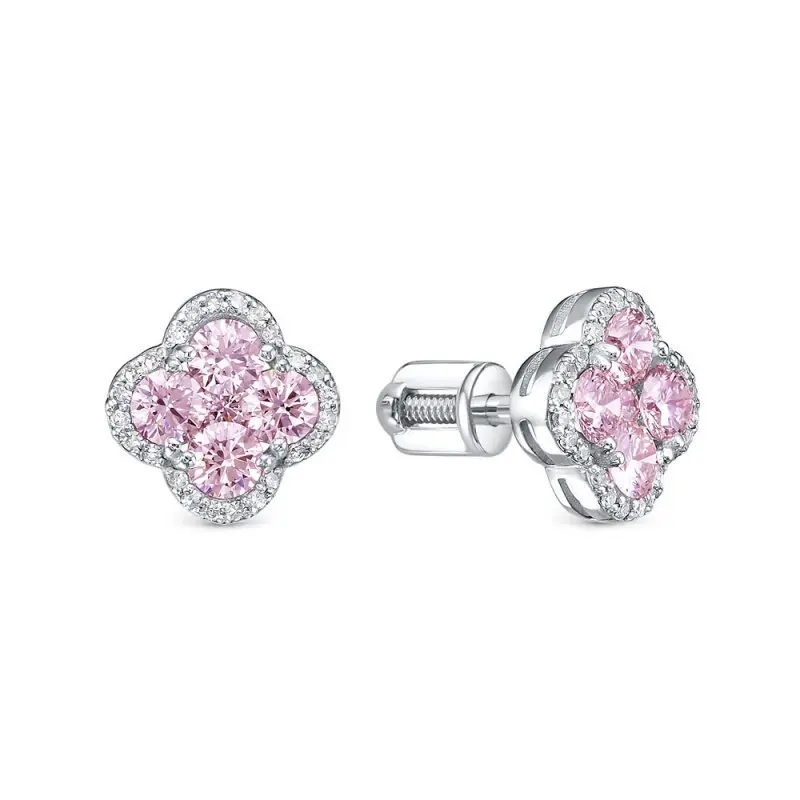 Серьги пуссеты из белого золота