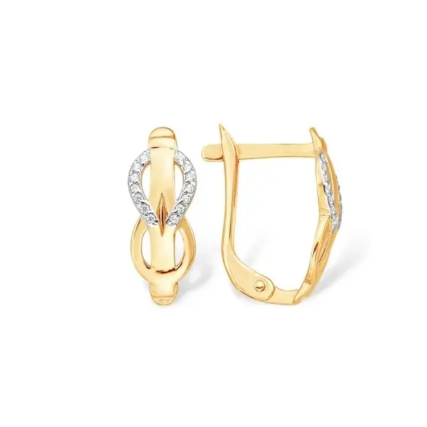 Серьги с английским замком из красного золота