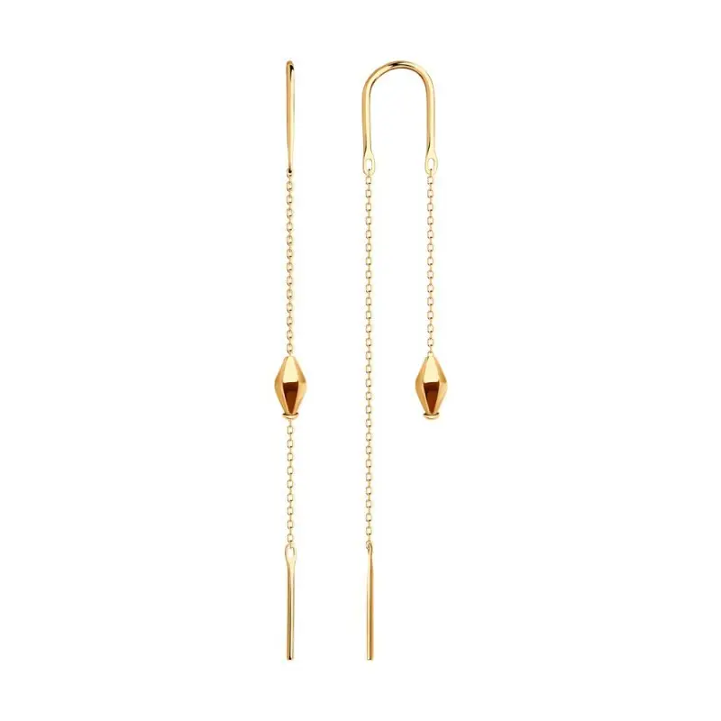 Серьги цепочки из красного золота