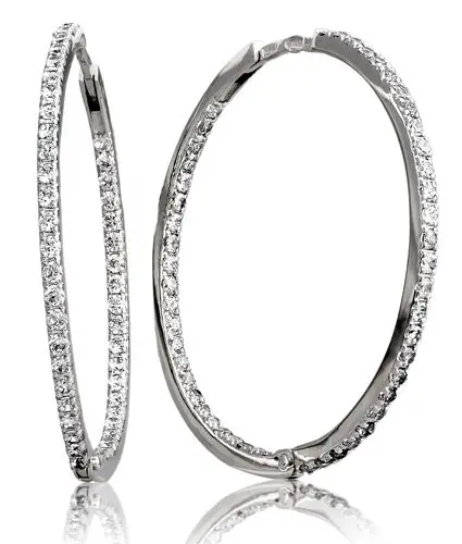 Серьги конго из серебра с фианитами