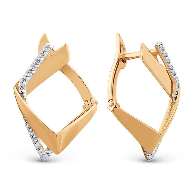 Серьги с английским замком из красного золота