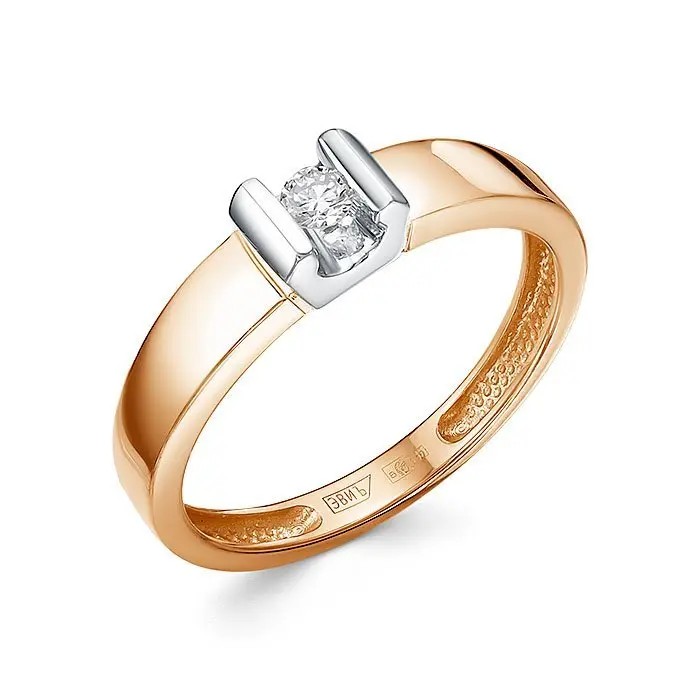 Кольцо помолвочное из комбинированного золота