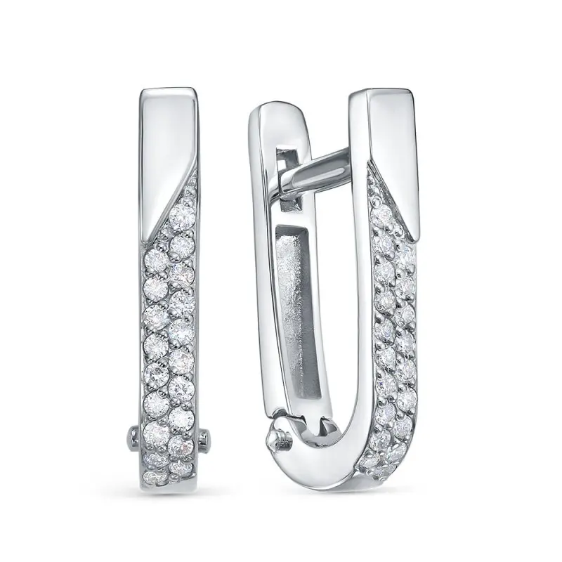 Серьги с английским замком из белого золота