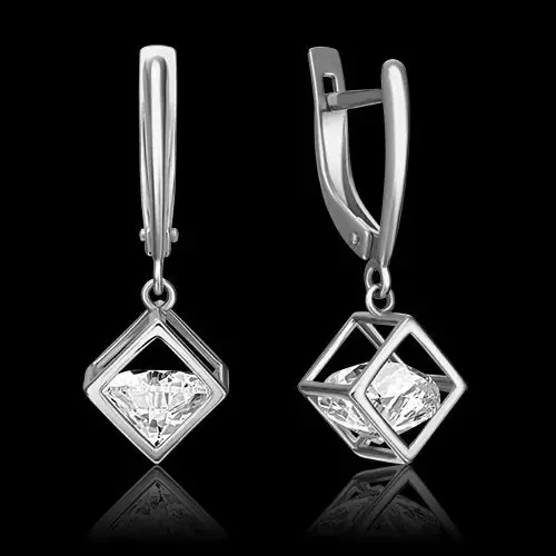 Серьги пуссеты из белого золота