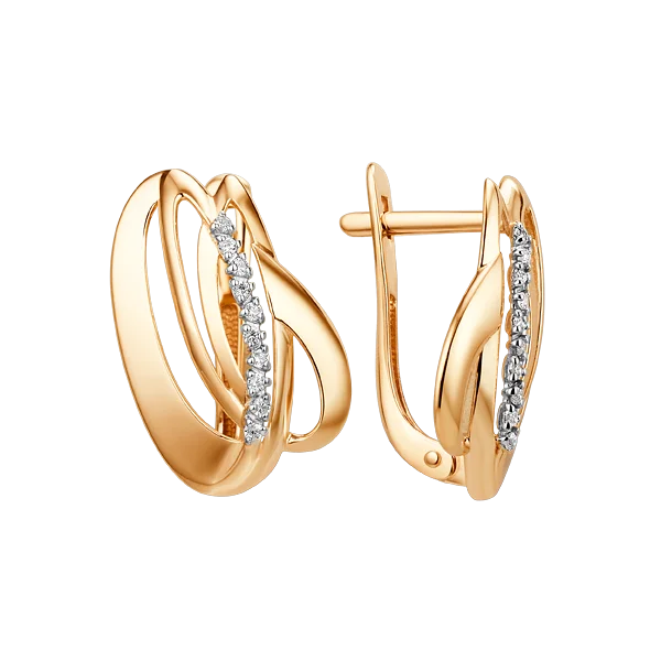 Серьги с английским замком из красного золота