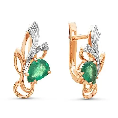 Серьги с английским замком из комбинированного золота