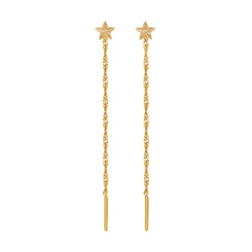 Серьги цепочки из красного золота