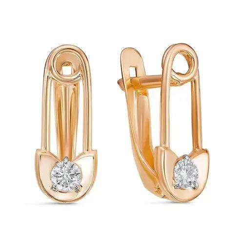 Серьги с английским замком из красного золота