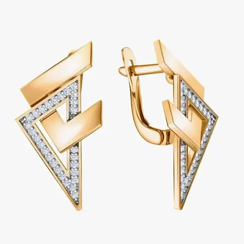 Серьги с английским замком из комбинированного золота