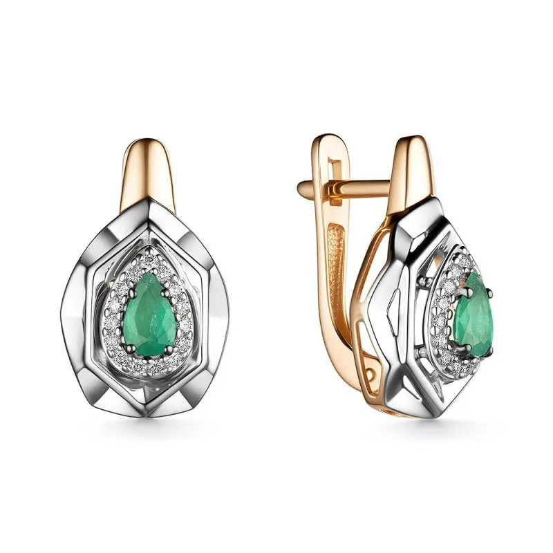 Серьги с английским замком из комбинированного золота