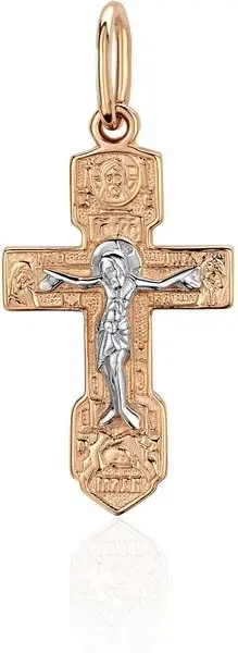Подвеска крест из комбинированного золота