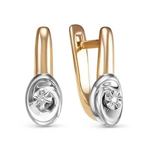 Серьги с английским замком из комбинированного золота