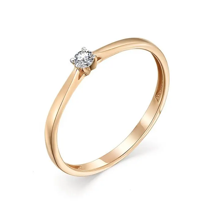 Кольцо помолвочное из комбинированного золота с бриллиантами вид 1