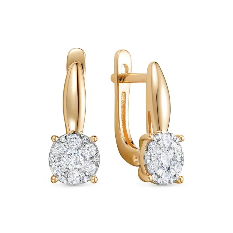 Серьги с английским замком из красного золота