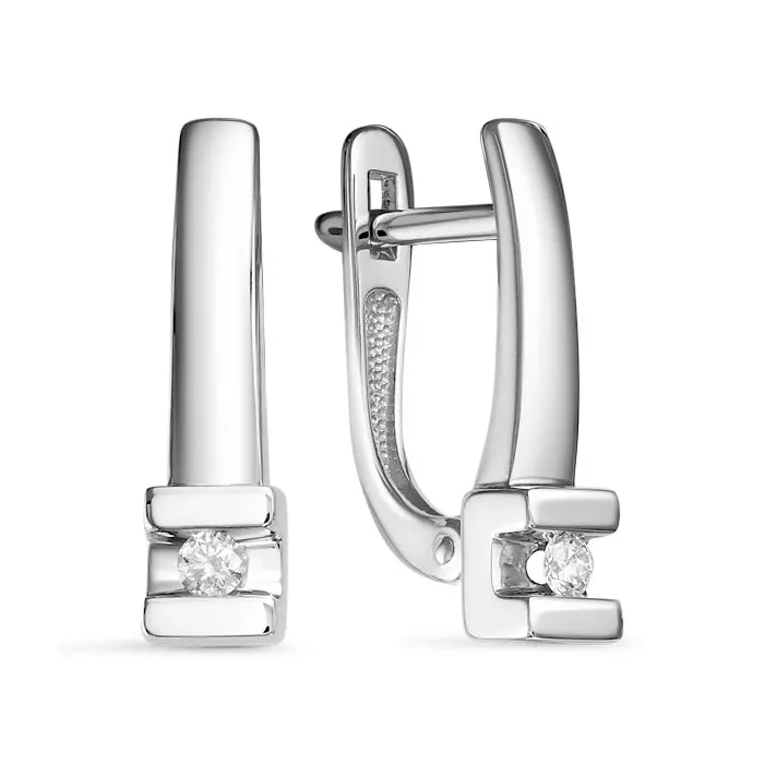 Серьги с английским замком из белого золота