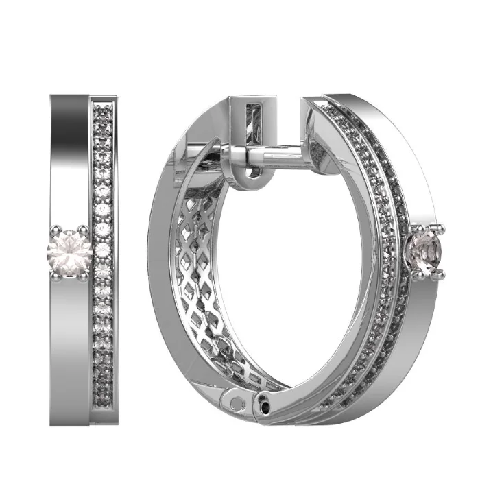 Серьги конго из белого золота