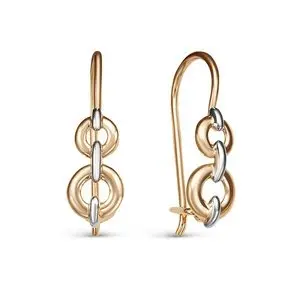 Серьги петельки из комбинированного золота