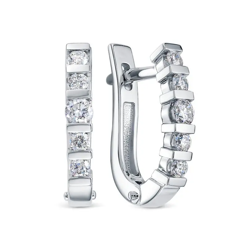 Серьги с английским замком из белого золота