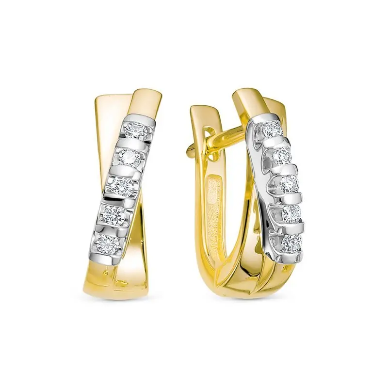 Серьги с английским замком из комбинированного золота