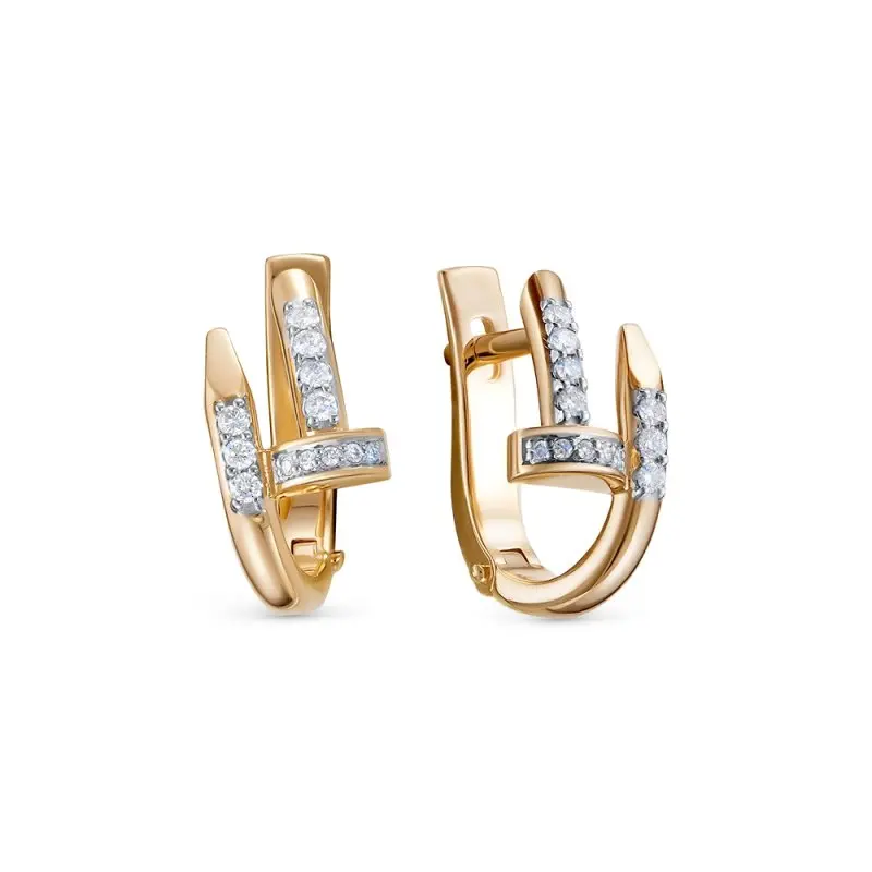 Серьги с английским замком из красного золота