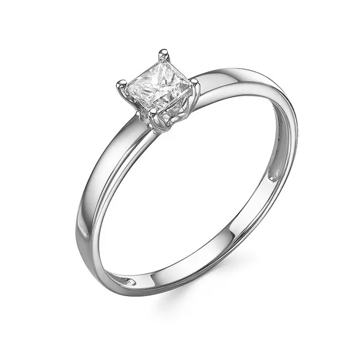 Кольцо помолвочное из белого золота