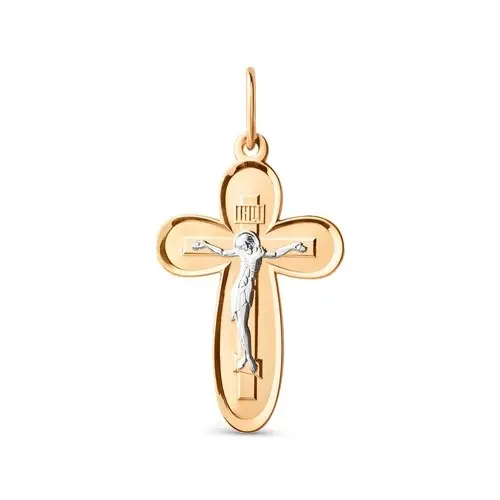 Подвеска крест из красного золота