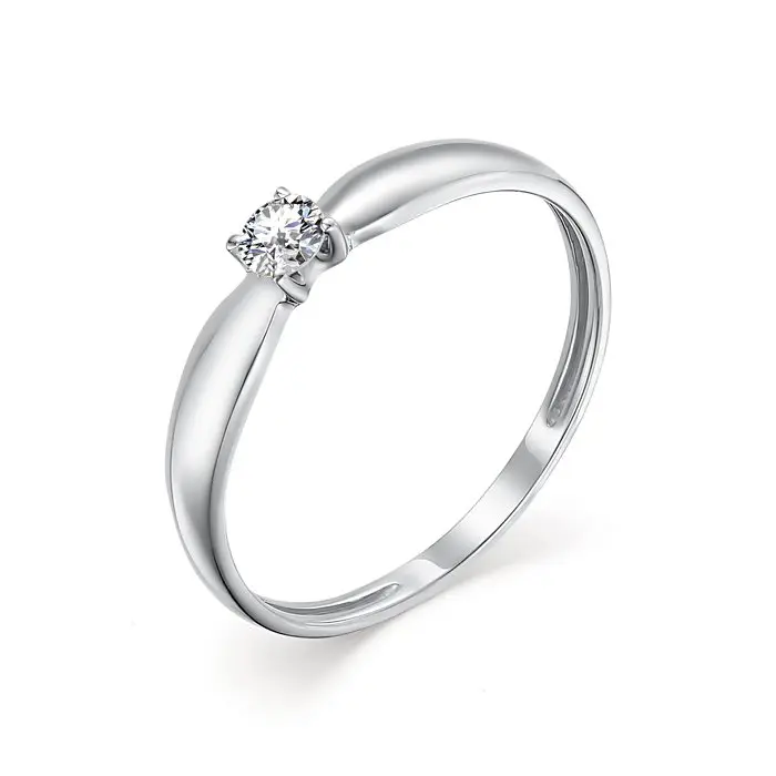 Кольцо помолвочное из белого золота