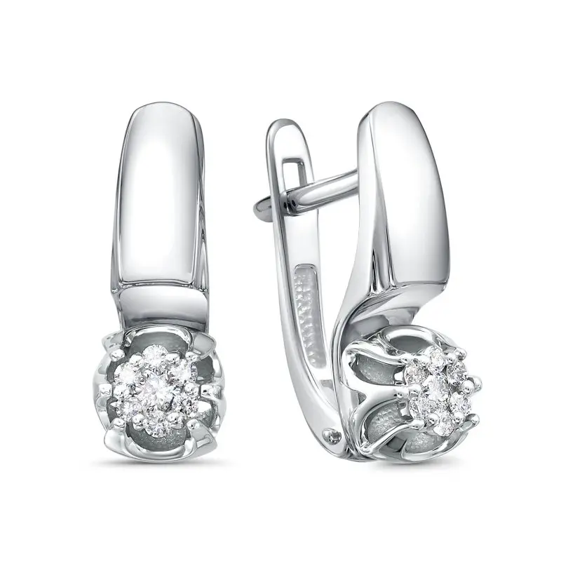 Серьги с английским замком из белого золота