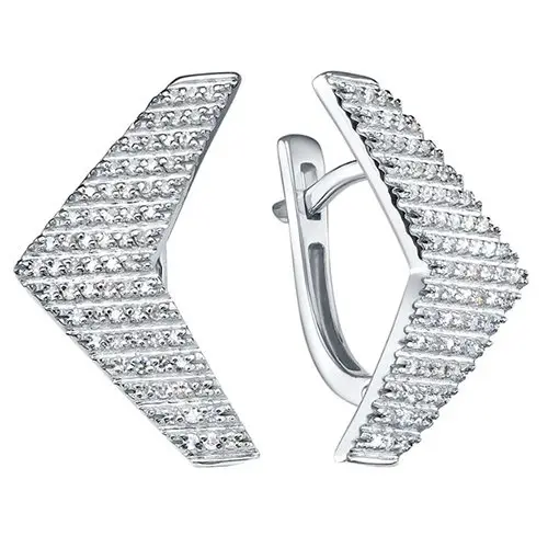 Серьги с английским замком из белого золота