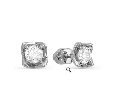 Серьги пуссеты из белого золота