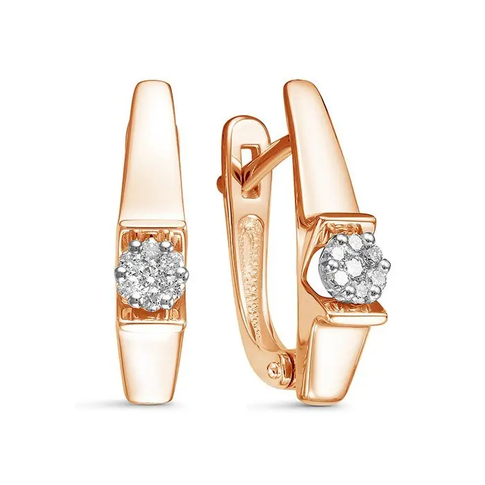 Серьги с английским замком из красного золота