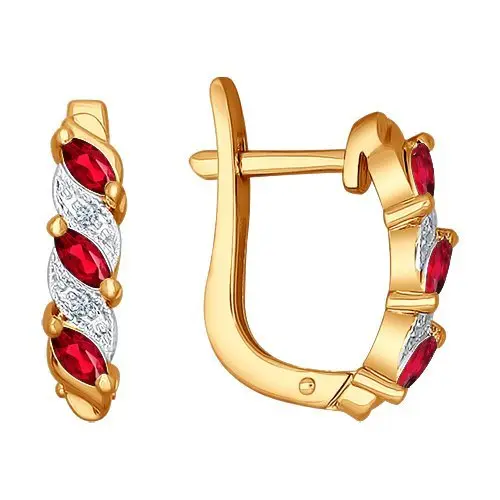 Серьги с английским замком из красного золота