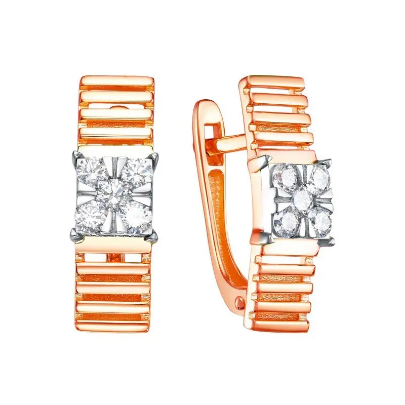 Серьги с английским замком из красного золота