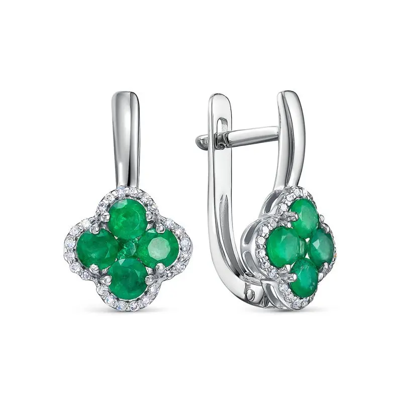 Серьги с английским замком из белого золота