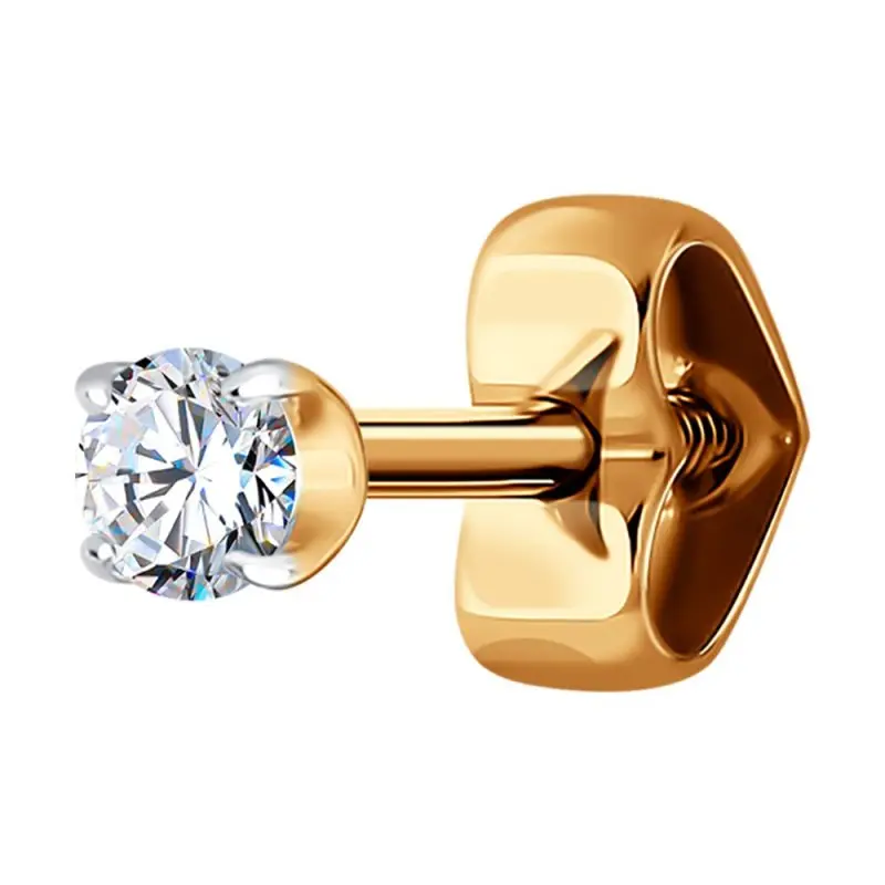 Серьги одиночные из красного золота