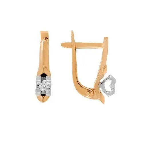 Серьги с английским замком из комбинированного золота