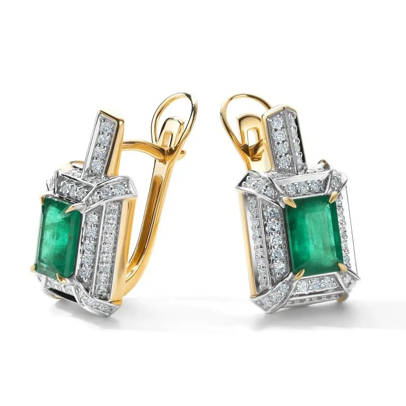 Серьги с английским замком из комбинированного золота