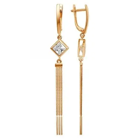 Серьги подвесные из красного золота