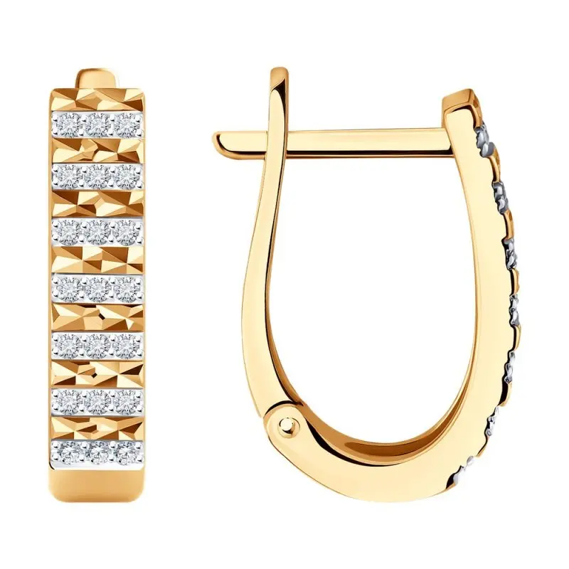 Серьги с английским замком из комбинированного золота