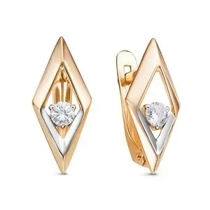 Серьги с английским замком из комбинированного золота