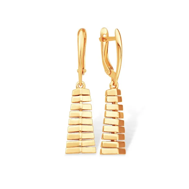 Серьги подвесные из красного золота