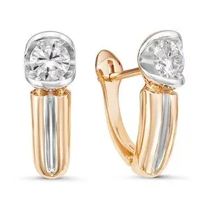 Серьги с английским замком из комбинированного золота