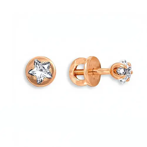 Серьги одиночные из красного золота