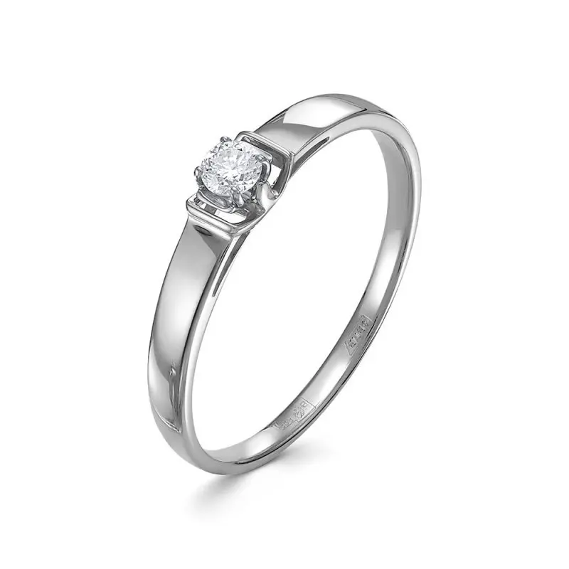 Кольцо помолвочное из белого золота