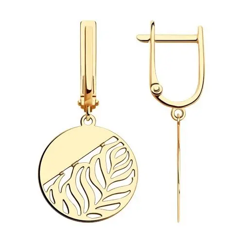 Серьги подвесные из красного золота