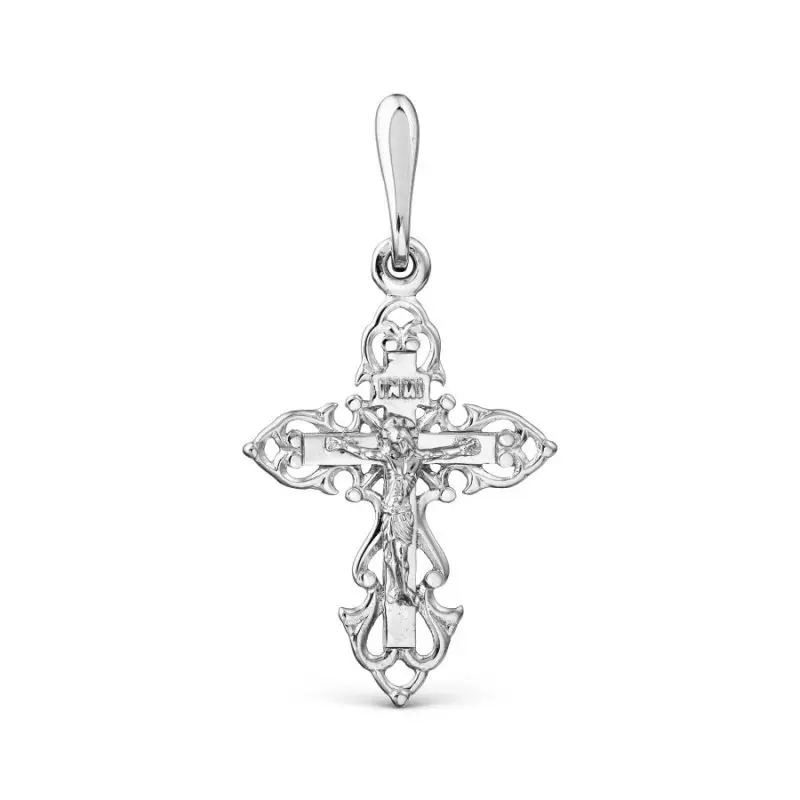 Подвеска крест из белого золота