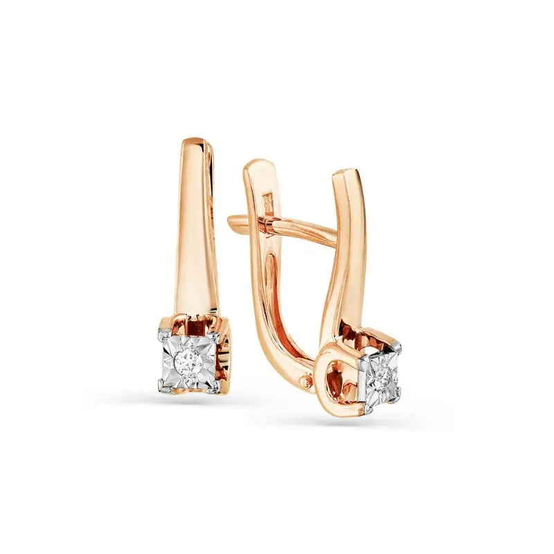 Серьги с английским замком из комбинированного золота